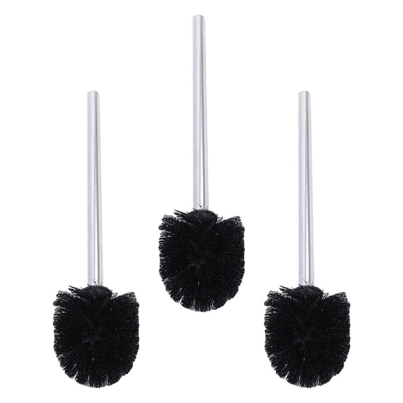 Black Plastic Toilet Brush Replacement Heads 3 Pack Deep Cleaning Bathroom Refill - Image 2