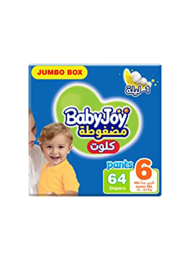 BabyJoy Compressed Culotte Pants Diaper, Size 6, Junior XXL, 16-23 Kg, Jumbo Box, 64 Diapers