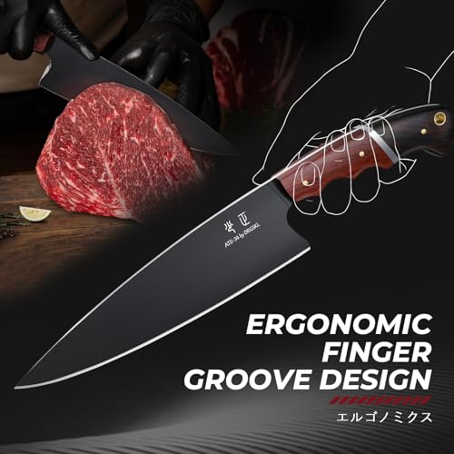 DRGSKL Japanese Chef Knife Set - 3 PCS Kitchen Utility Knife Sets for Cooking, Meat Cleaver Knives Set with Full Tang Wooden Handle, Gift for Mom - Image 5