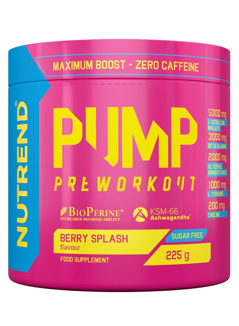 Nutrend Pump Pre-Workout 225g, Berry Splash Flavor - Image 1
