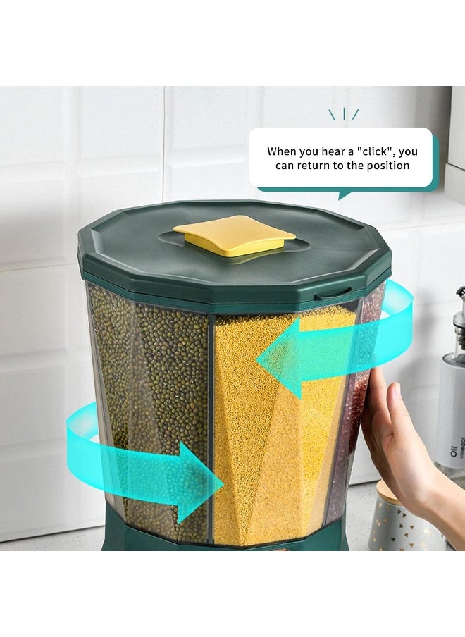 Generic - 4 Grid Rice Dispenser, Cereal Containers Storage Airtight | Easy Press Rotating Rice Container Grain Bucket with Measuring Cup, Large Storage Box for Laundry Scent - Image 1