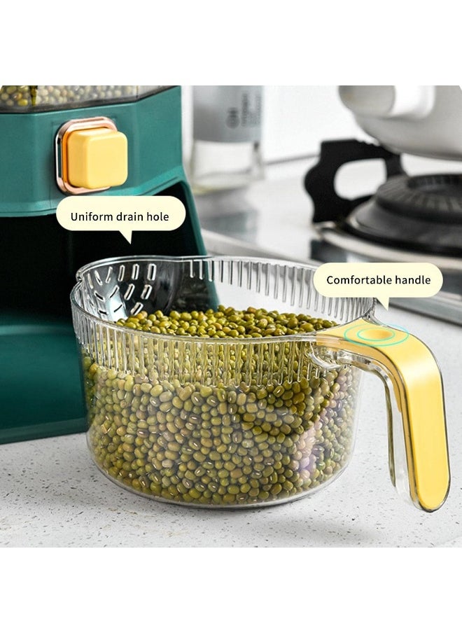 Generic - 4 Grid Rice Dispenser, Cereal Containers Storage Airtight | Easy Press Rotating Rice Container Grain Bucket with Measuring Cup, Large Storage Box for Laundry Scent - Image 1
