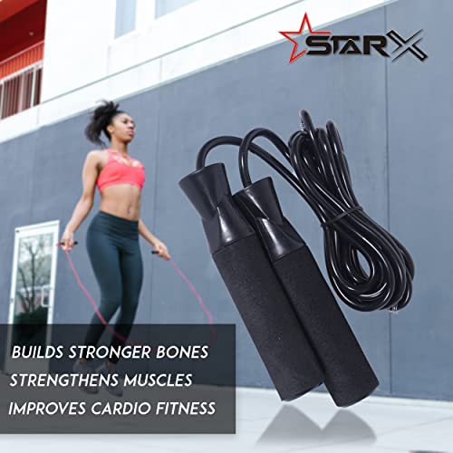 StarX STAR X Black Ball Bearing Skipping Rope for Fitness and Cardio, Speedy Skipping Rope, 9Ft Rope, 6 inch Handle - Image 4