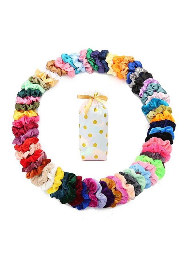 Yanwenx 60 Pcs Scrunchies Soft Velvet Scrunchies and Satin Hair Scrunchies for Girls Silk Elastic Hair Ties Scrunchies for Women Hair Accessories with Gift Bag - Image 1