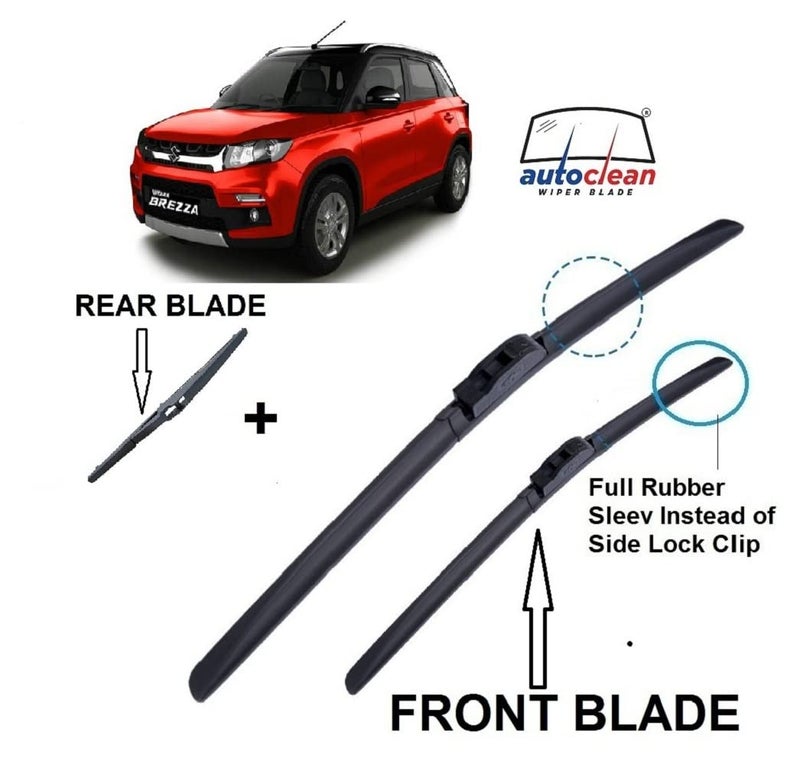 AutoClean Frameless/Soft Wiper Blade + Rear Blade For Maruti Vitara Brezza (pack of 3 pec) - Image 2