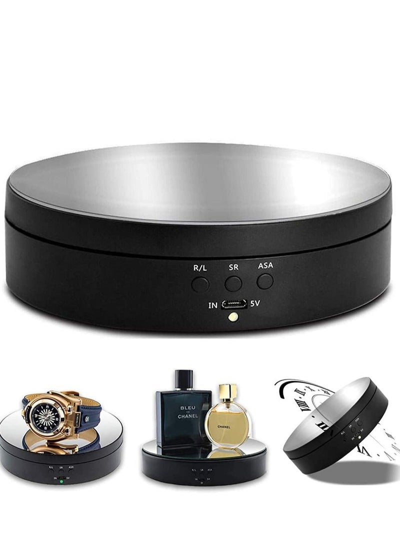 Photography Props 360 Degree Motorized Turntable Show Case Adjustable Rotating 3 Speed Turntable (Black/ Mirror) - Image 1