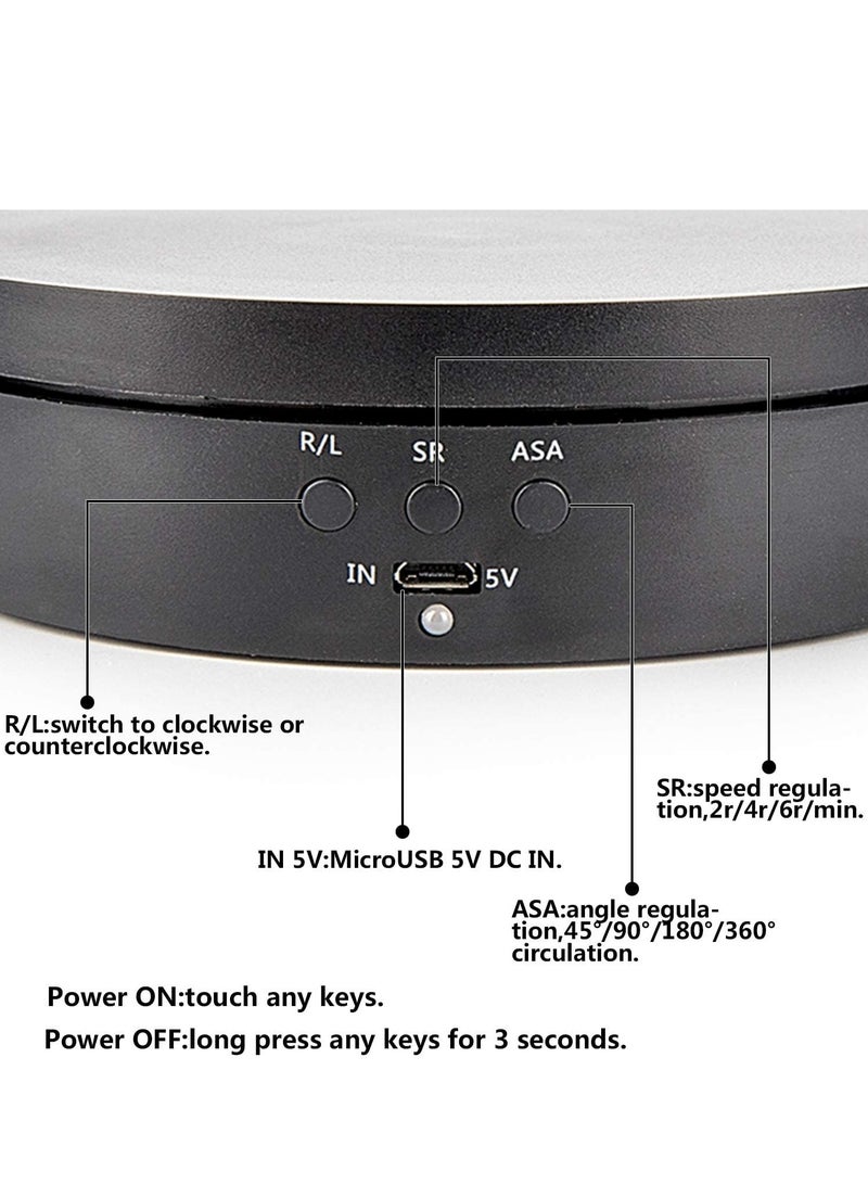 Photography Props 360 Degree Motorized Turntable Show Case Adjustable Rotating 3 Speed Turntable (Black/ Mirror) - Image 3