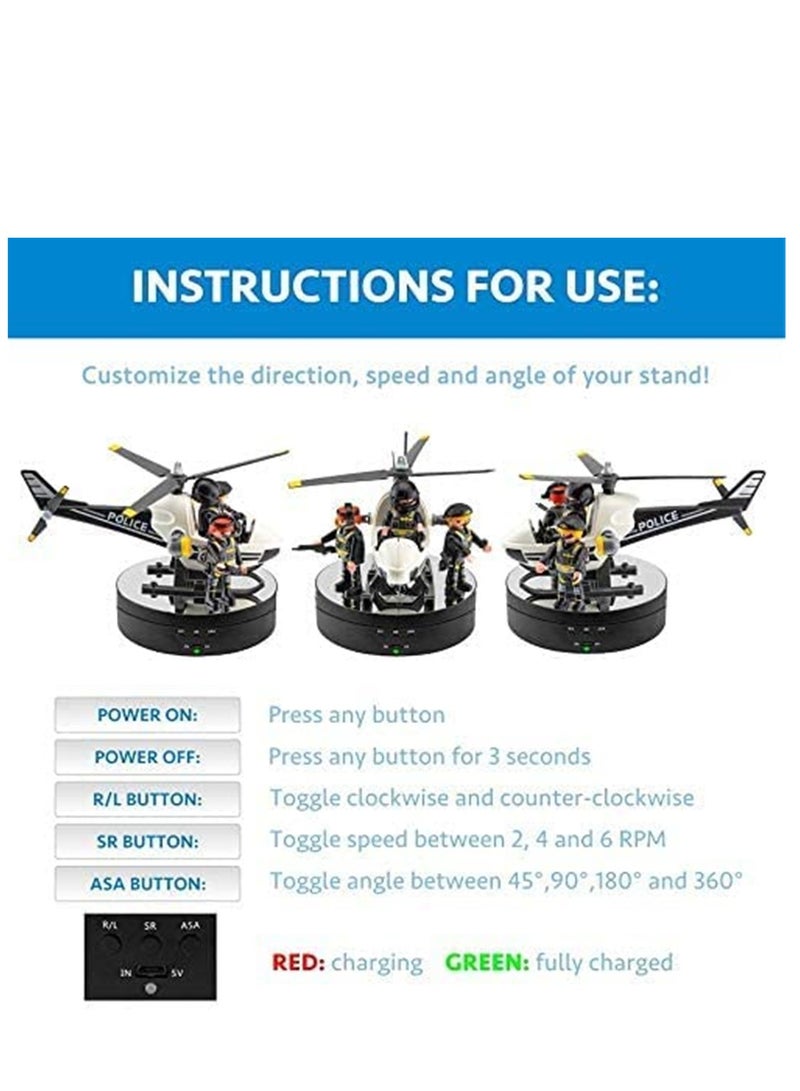 Photography Props 360 Degree Motorized Turntable Show Case Adjustable Rotating 3 Speed Turntable (Black/ Mirror) - Image 5