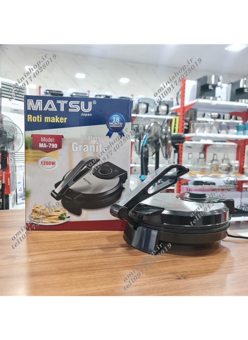 Generic MATSU 10-Inch Electric Roti Maker – 1200W Non-Stick Chapati Maker with Stainless Steel Body, Adjustable Temperature Control, Dual Indicator Lights, Safety Lock, Fast Heating, Easy Cleaning – Ideal for Roti, Tortilla, Paratha, Khakra – 220-240V Kitchen Appliance  - Image 4
