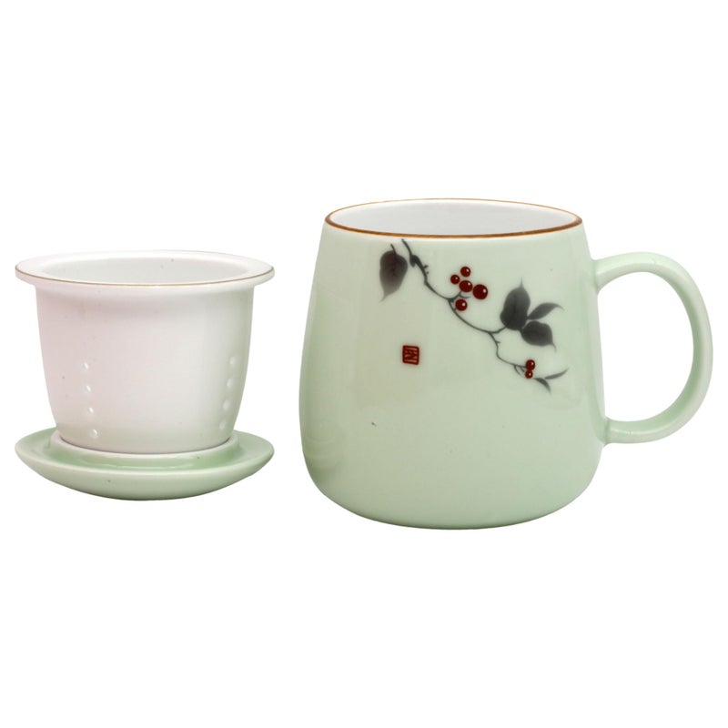 ZooBoo Ceramic Tea Mug with Ceramic Infuser and Lid â€“ 18oz Premium Porcelain Tea Cup with Gift Box for Loose Leaf Tea, Herbal Infusions,Flower Tea,Coffee (Light Green) - Image 3