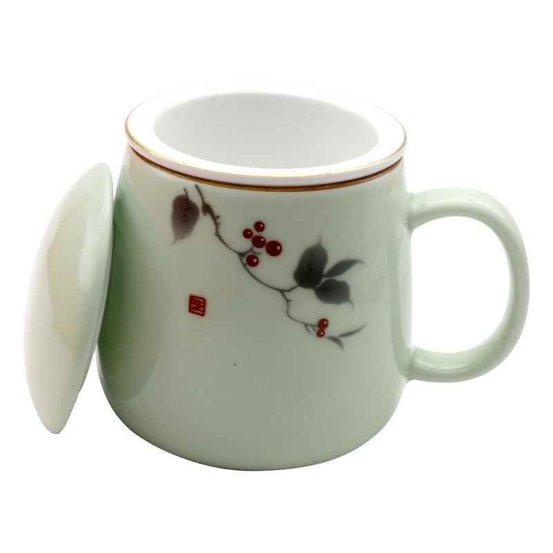 ZooBoo Ceramic Tea Mug with Ceramic Infuser and Lid â€“ 18oz Premium Porcelain Tea Cup with Gift Box for Loose Leaf Tea, Herbal Infusions,Flower Tea,Coffee (Light Green) - Image 4