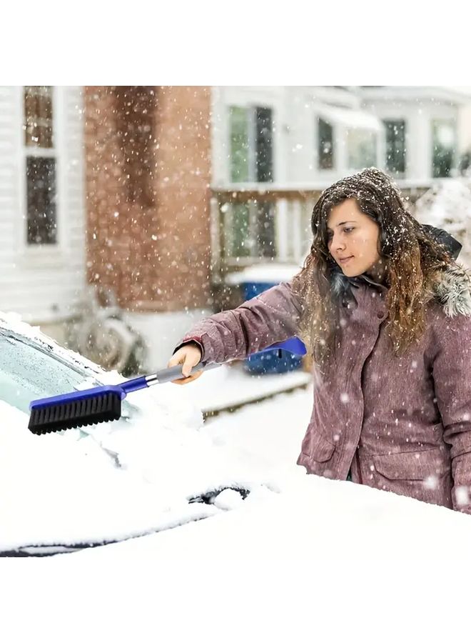 2 In 1 Car Snow Shovel Ice Chisel Heavy Duty Winter Tool With Ergonomic Blue Foam Handle - Image 4