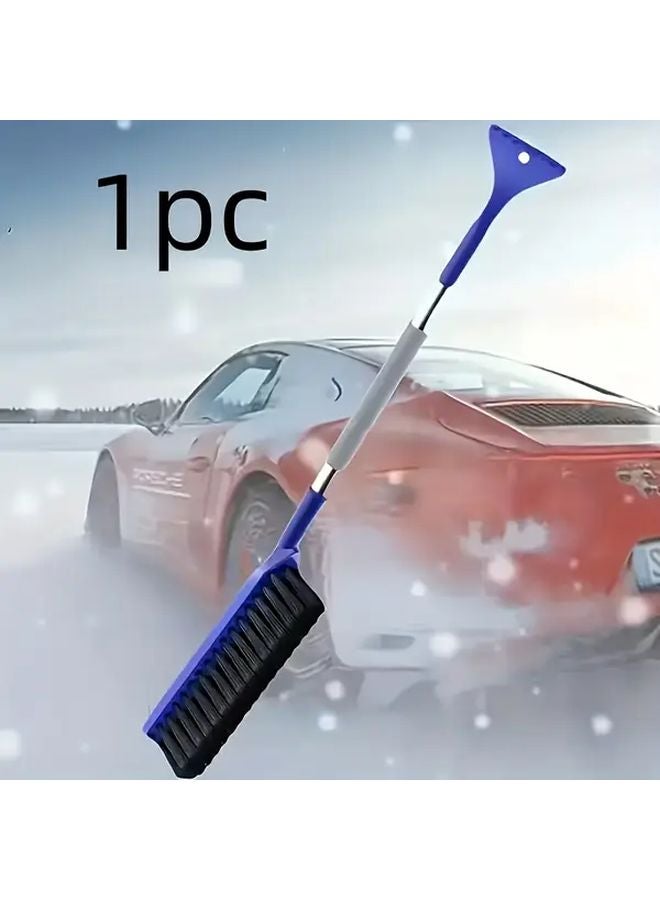 2 In 1 Car Snow Shovel Ice Chisel Heavy Duty Winter Tool With Ergonomic Blue Foam Handle - Image 1