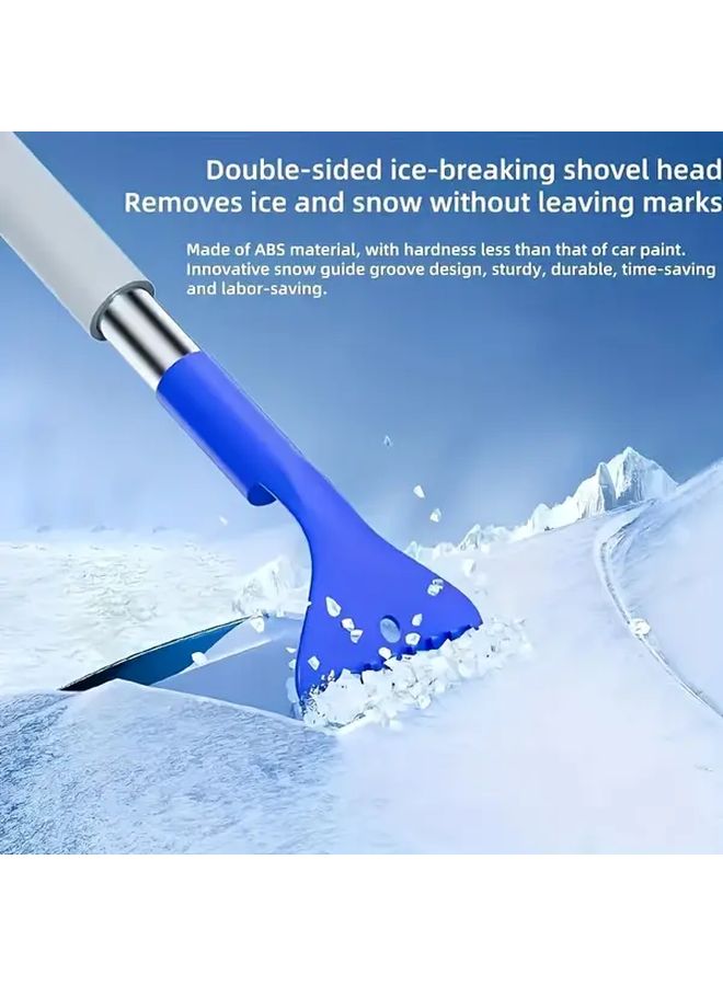 2 In 1 Car Snow Shovel Ice Chisel Heavy Duty Winter Tool With Ergonomic Blue Foam Handle - Image 3