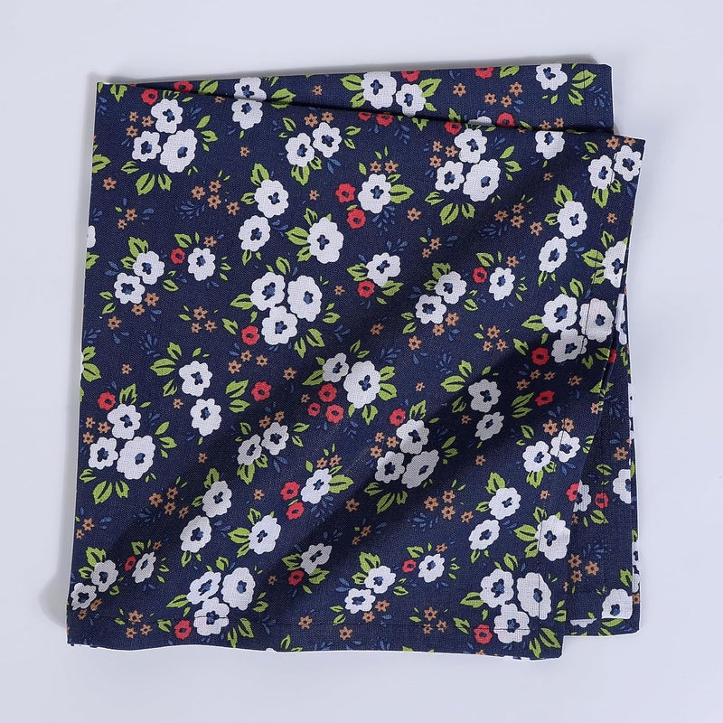 FINGERCRAFT Cloth Napkin Set of 12 Cotton Linen Blend Mitered Corner Printed Table Napkins Washable and Reusable Dinner Cloth 20x20In Small Floral Galaxy Blue - Image 3
