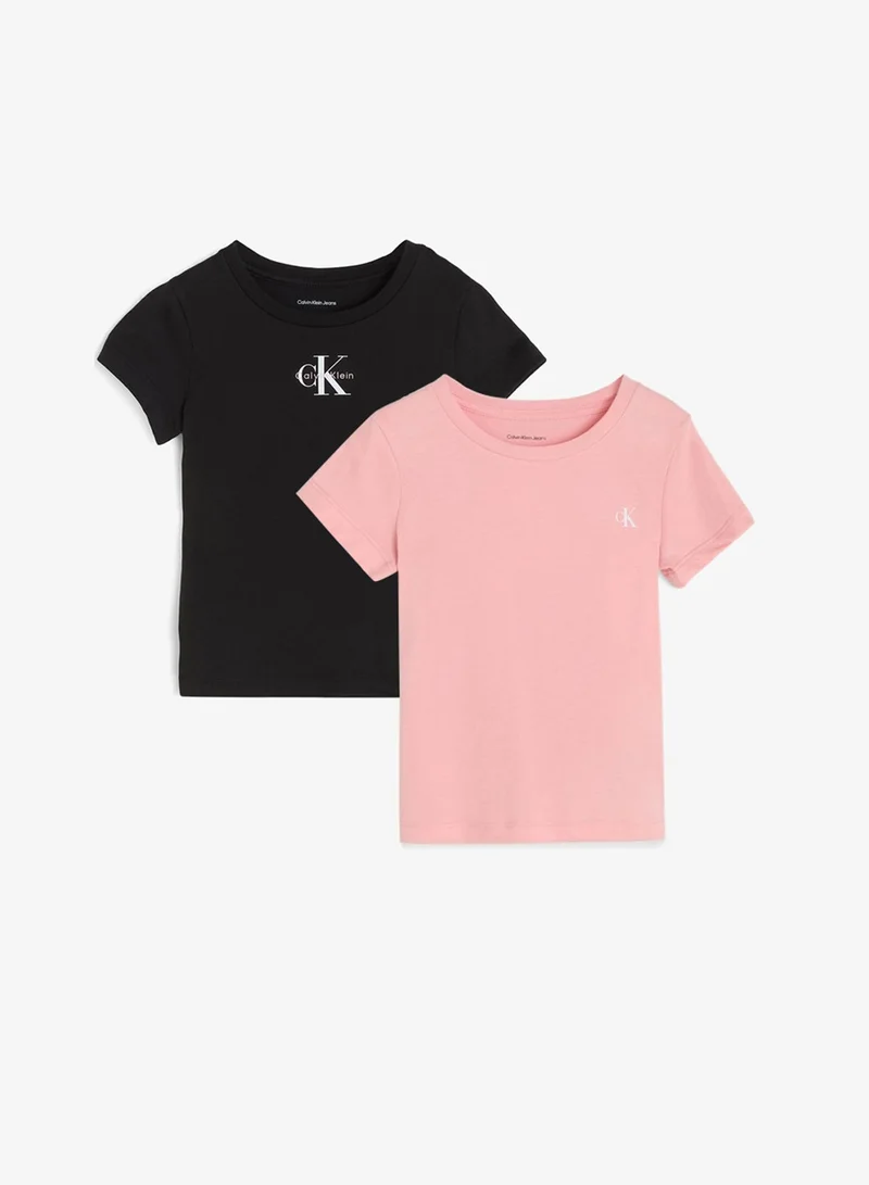 Calvin Klein Jeans 1716 BLACK 2-Pack Monogram Logo T-Shirts for Women | Best Price UAE