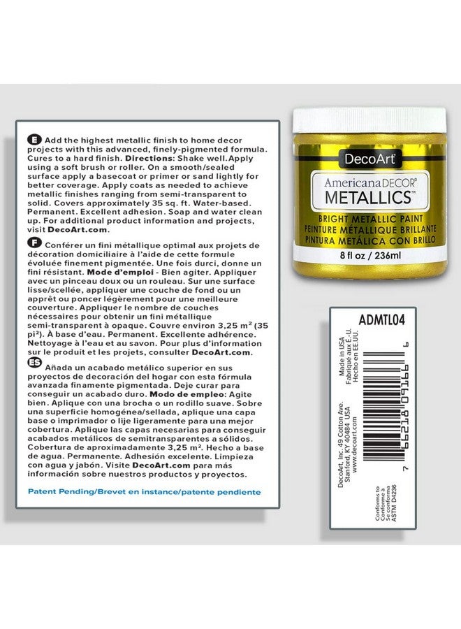 DecoArt Americana Metallics 24K Gold Paint 3 Pack 8Oz Metallic 24K Gold Acrylic Paint Water Based Multi Surface Paint For Arts And Crafts Home Decor Wall Decor - Image 2