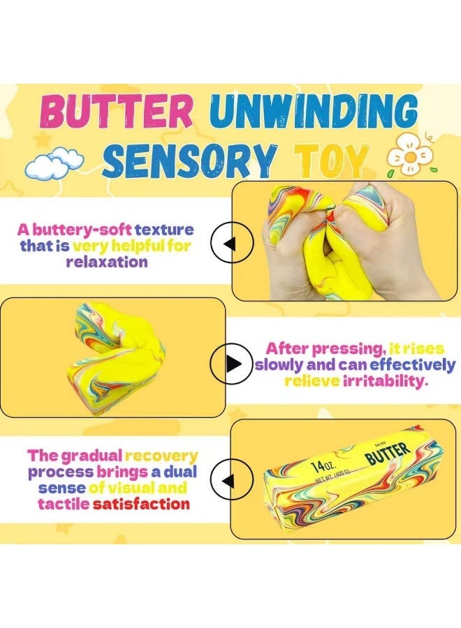 Meetion Big Butter Squishy 8.6in Squeeze Butter Toy Giant Butter Stick, 14oz Jumbo Slow Rising Squeeze Toys for Kids Adults, Large Rainbow Butter Squishy for Office Desk Classroom Home Travel Party Favor - Image 5