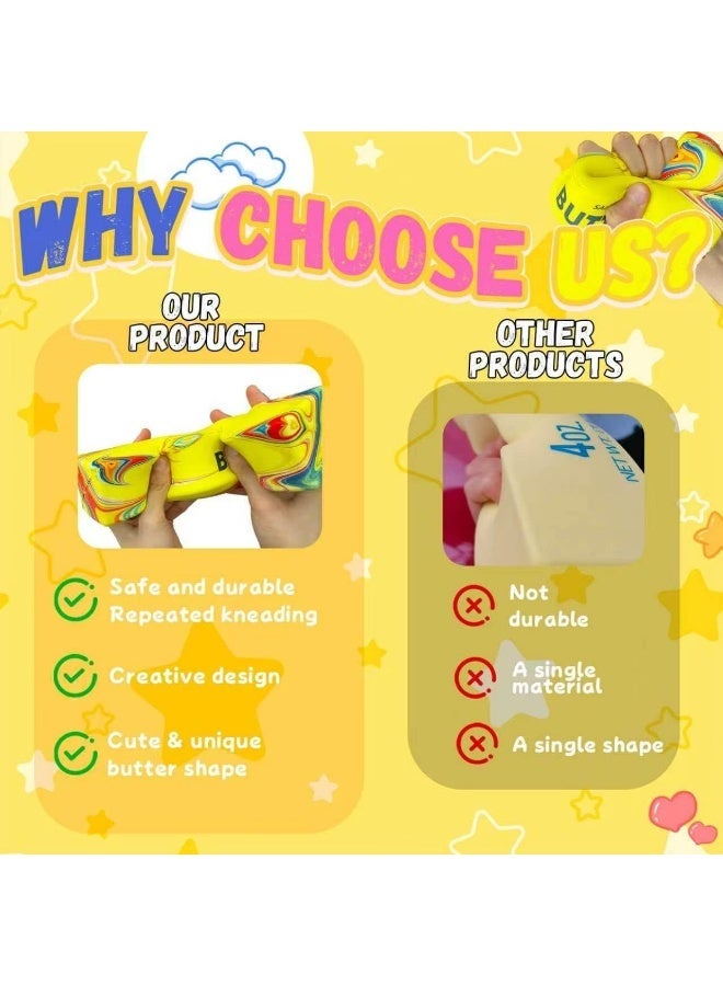 Meetion Big Butter Squishy 8.6in Squeeze Butter Toy Giant Butter Stick, 14oz Jumbo Slow Rising Squeeze Toys for Kids Adults, Large Rainbow Butter Squishy for Office Desk Classroom Home Travel Party Favor - Image 2