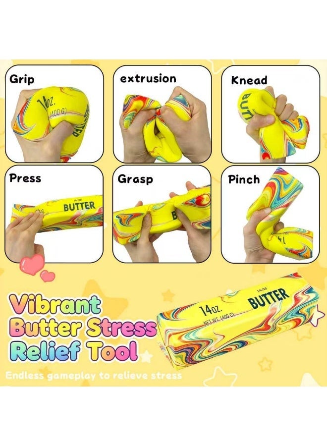 Meetion Big Butter Squishy 8.6in Squeeze Butter Toy Giant Butter Stick, 14oz Jumbo Slow Rising Squeeze Toys for Kids Adults, Large Rainbow Butter Squishy for Office Desk Classroom Home Travel Party Favor - Image 4