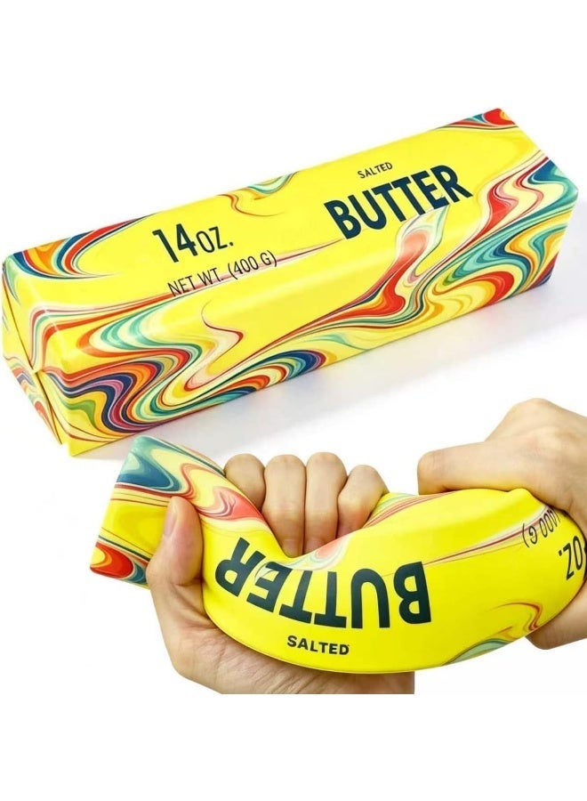 Meetion Big Butter Squishy 8.6in Squeeze Butter Toy Giant Butter Stick, 14oz Jumbo Slow Rising Squeeze Toys for Kids Adults, Large Rainbow Butter Squishy for Office Desk Classroom Home Travel Party Favor - Image 1