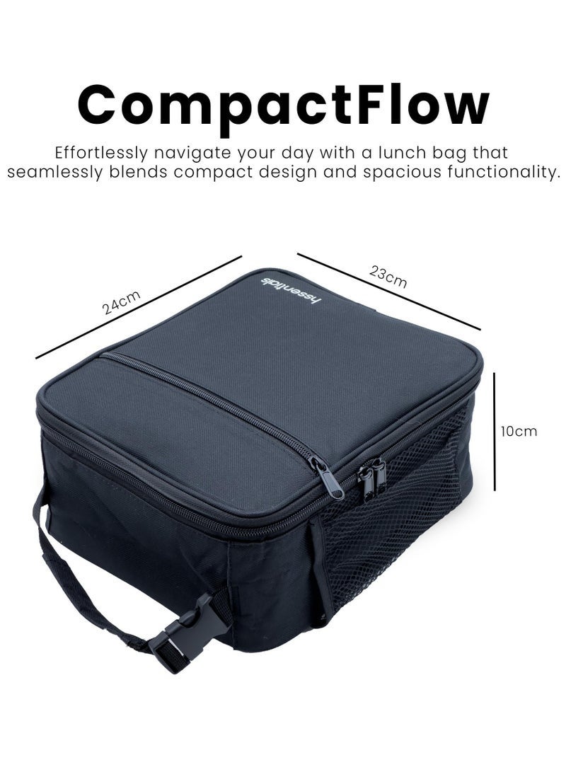 viola Insulated Lunch Bag, Cooler Bag, 6L Lunch Bag for Men and Women, Suitable for Office, Kids School, Adults Work, Picnic, Travel, College, Premium Lunch Bag (Black) - Image 3