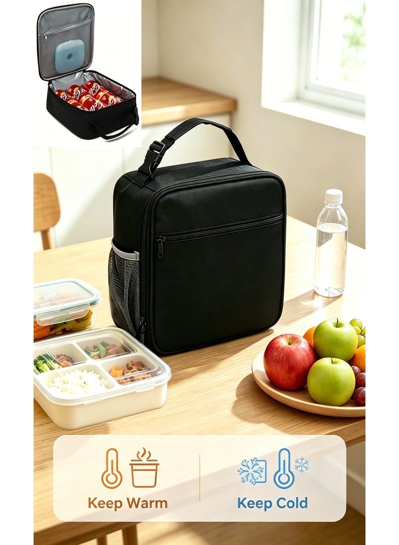 viola Insulated Lunch Bag, Cooler Bag, 6L Lunch Bag for Men and Women, Suitable for Office, Kids School, Adults Work, Picnic, Travel, College, Premium Lunch Bag (Black) - Image 1