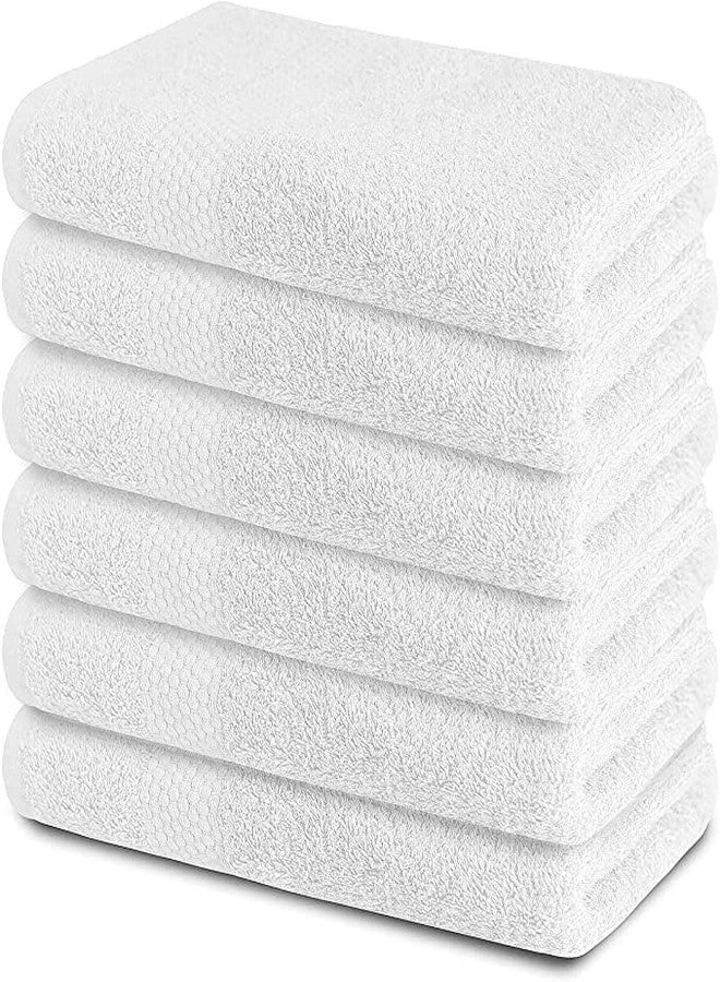 cottontail Cotton Hand Towels (13" X 20" Inches) Set - Ultra-Soft & Absorbent Wash Basin Wipe Napkins for Bathroom Kitchen Hotel - White Small Towel for Face Hair Gym Spa, Pack of 6 - Image 1
