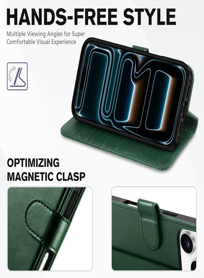 TUCCH Wallet Case for iPhone 17 Pro (6.3") 2025, RFID Blocking 4 Card Slots, Kickstand, Shockproof TPU Shell, PU Leather, Magnetic Closure, Protective Flip Folio Cover, Evergreen - Image 4