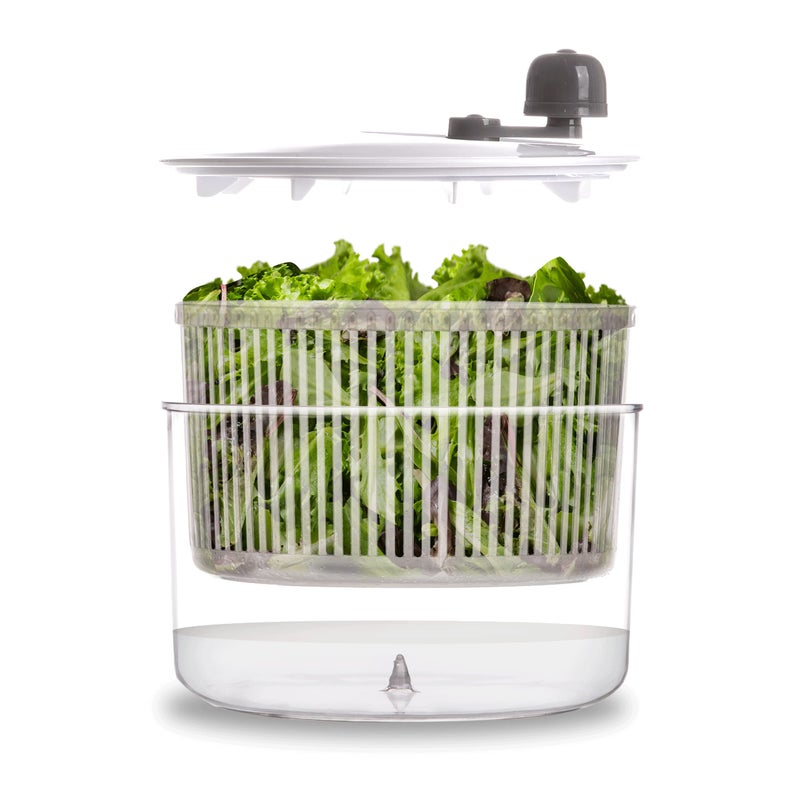 BINO  Salad Spinner  275 Qt  Small Manual Lettuce Spinner  Salad Spinner with Salad Bowl for Serving  Fruit  Vegetable Basket  Spinner  Pasta and Herbs Spinner with Colander  Kitchen Gadgets