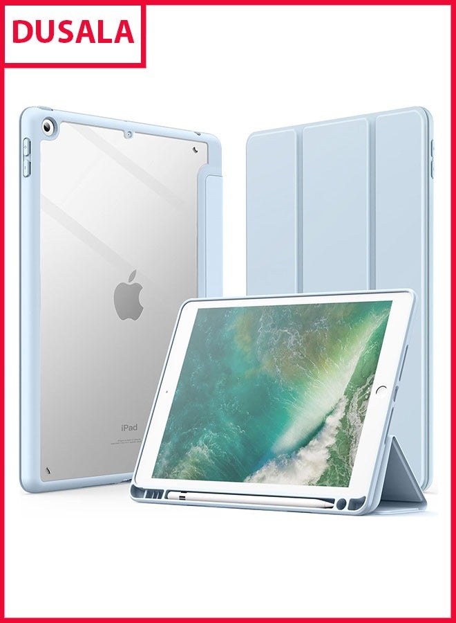 DUSALA Case for iPad 9.7-Inch (6th/5th Generation, 2018/2017) with Pencil Holder, Slim Stand Protective Cover with Clear Transparent Back Shell for iPad Pro 9.7 inch Tablet, Support Auto Wake/Sleep, (Blue) - Image 1