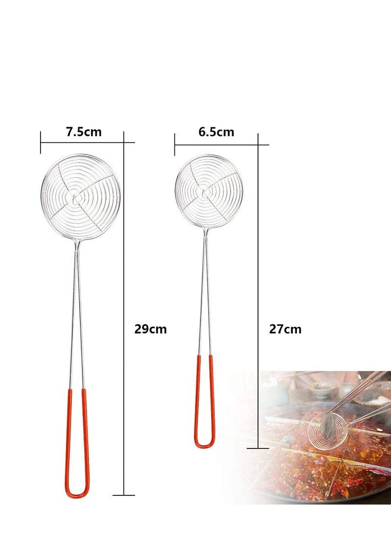 SYOSI - 6 PCS Strainer Skimmer Ladle Silicone Handle Wire Skimmer Spoon Stainless Steel Sieve Set Hot Pot Strainer for Cooking and Frying - Image 1