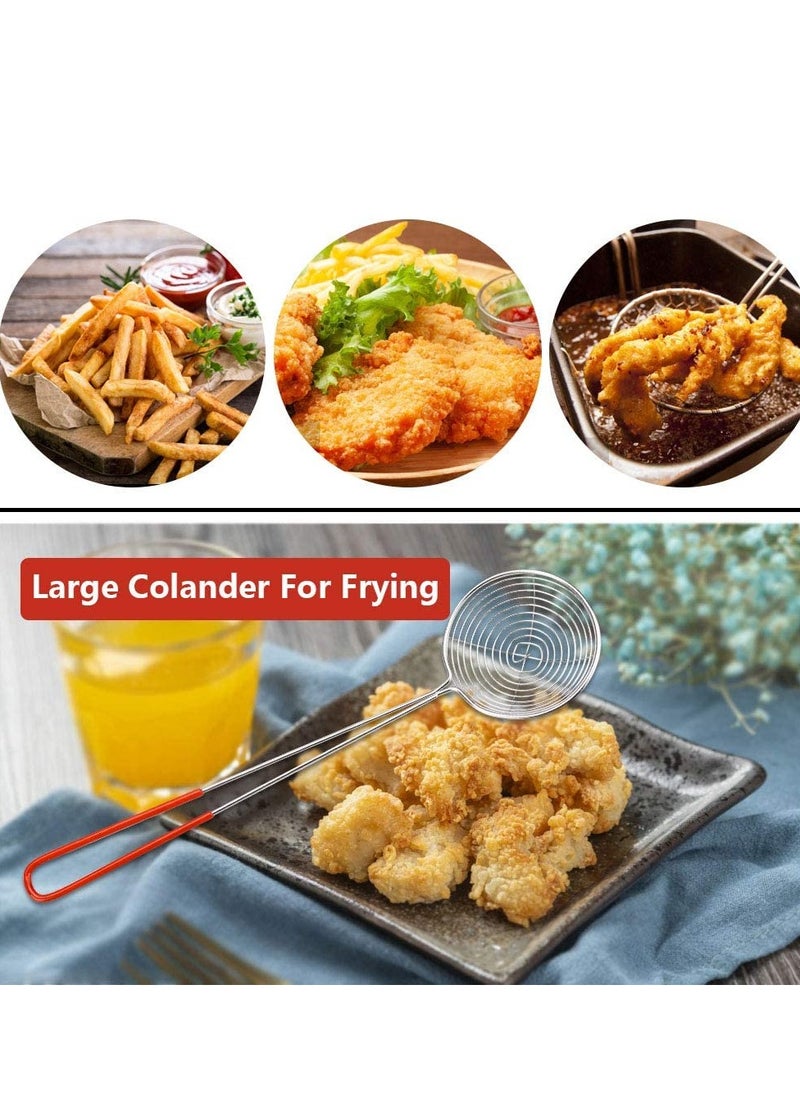 SYOSI - 6 PCS Strainer Skimmer Ladle Silicone Handle Wire Skimmer Spoon Stainless Steel Sieve Set Hot Pot Strainer for Cooking and Frying - Image 1