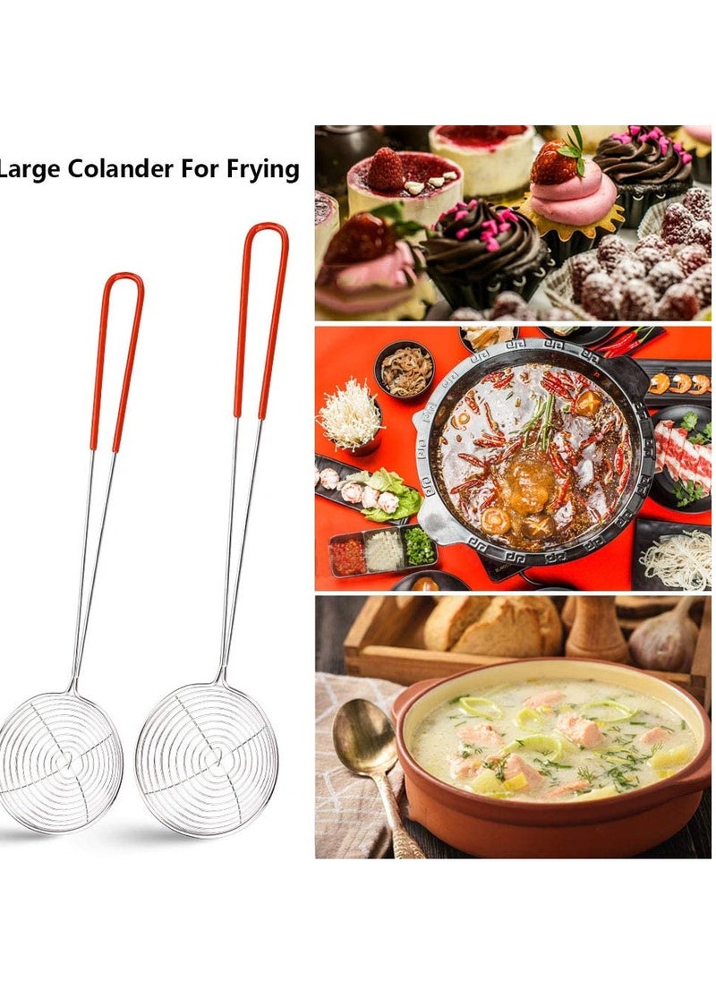 SYOSI - 6 PCS Strainer Skimmer Ladle Silicone Handle Wire Skimmer Spoon Stainless Steel Sieve Set Hot Pot Strainer for Cooking and Frying - Image 1