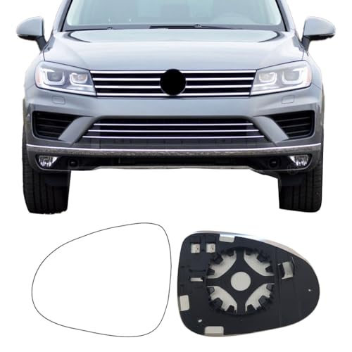 SKOUIO Driver Side Mirror Replacement Glass for Volkswagen VW Touareg 2011-2017,Backing Plate Power Heated Left Side View Mirror Glass for Volkswagen VW Touareg 2011 2012 2013 2014 2015 2016 2017 - Image 1