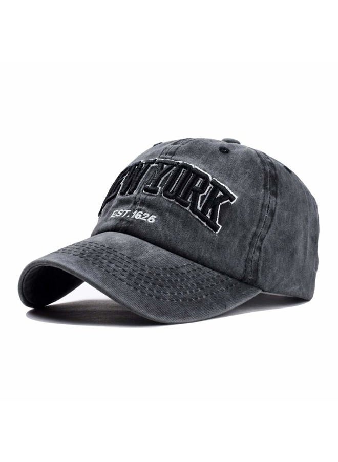 Eohak Baseball Hat New-York Distressed-Adjustable-Strapback - Washed Twill Dad Hat Unisex Black, Black, One size - Image 1