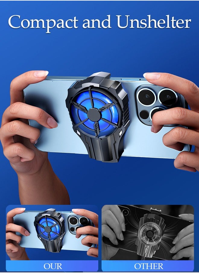 DUNISO Phone Cooler for Live Streaming and Gaming, Fast Phone Cooling Fan with Adjustable 2 Gear Wind Speed Cellphone Radiator for Mobile Gaming TikTok Live Stream, Fit All Types of iPhone Android Smartphone  - Image 5
