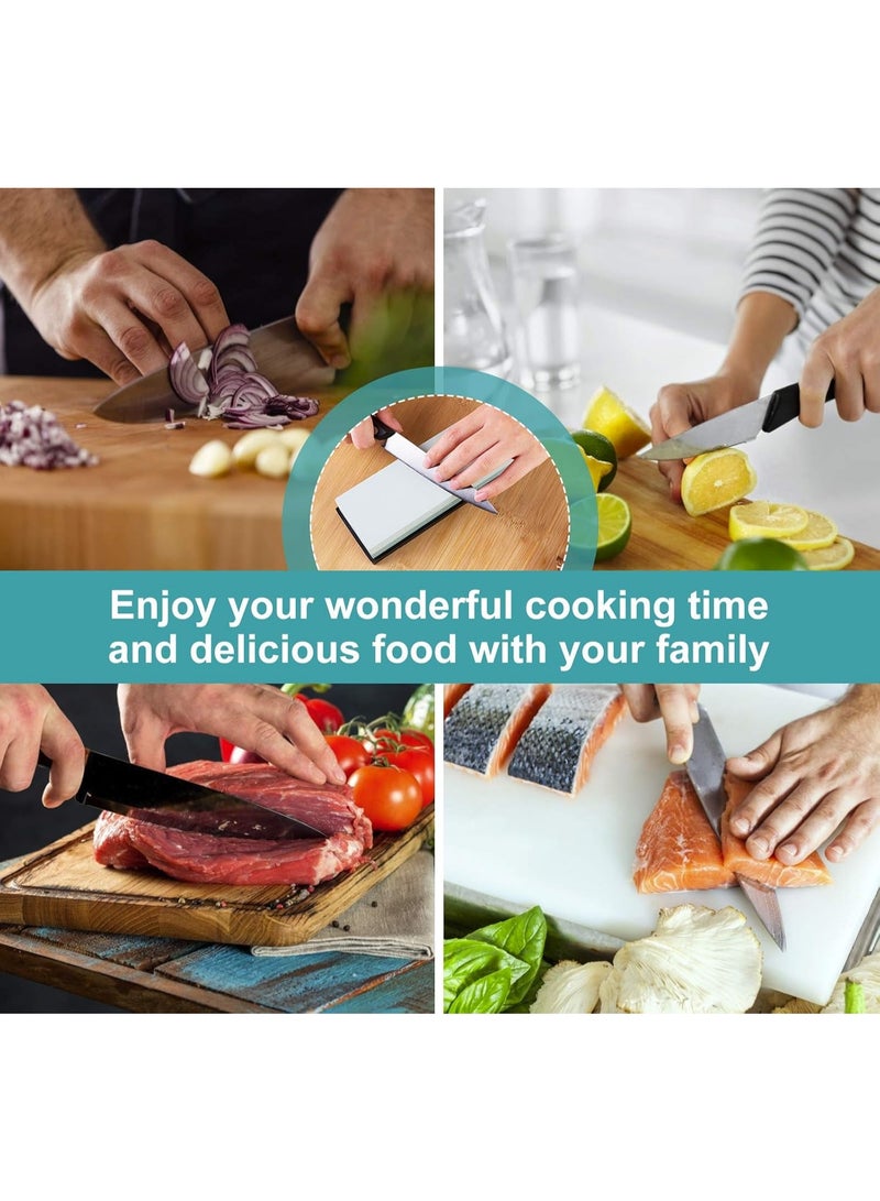 Whetstone Knife Sharpening Stone 2 Side Grit 400/1000 Wetstone Kit -Wetstone Kitchen Knife Sharpener with Flattening Stone & NonSlip Rubber Base - Image 4