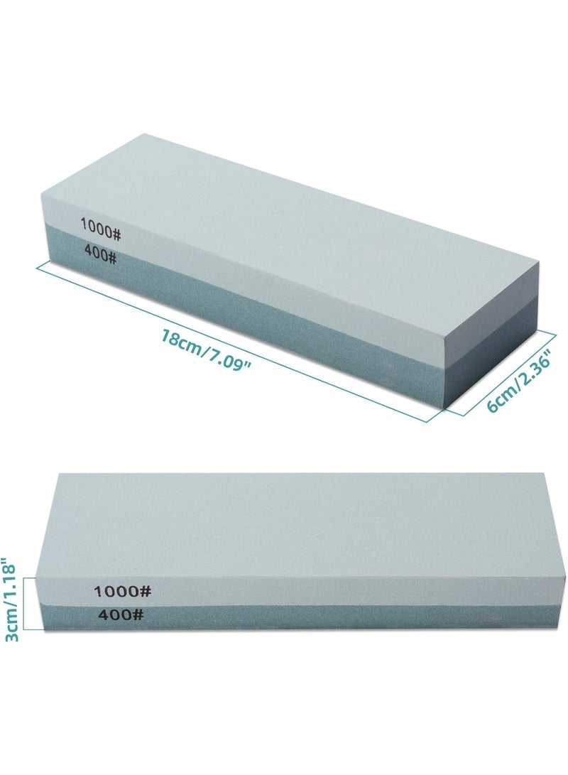 Whetstone Knife Sharpening Stone 2 Side Grit 400/1000 Wetstone Kit -Wetstone Kitchen Knife Sharpener with Flattening Stone & NonSlip Rubber Base - Image 5