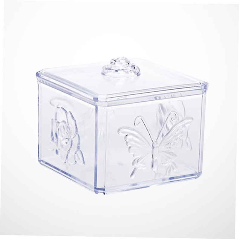 Rose Patterned Makeup Cotton Pads Holder Plastic Swab Box With Lid Bathroom Accessory - Image 5