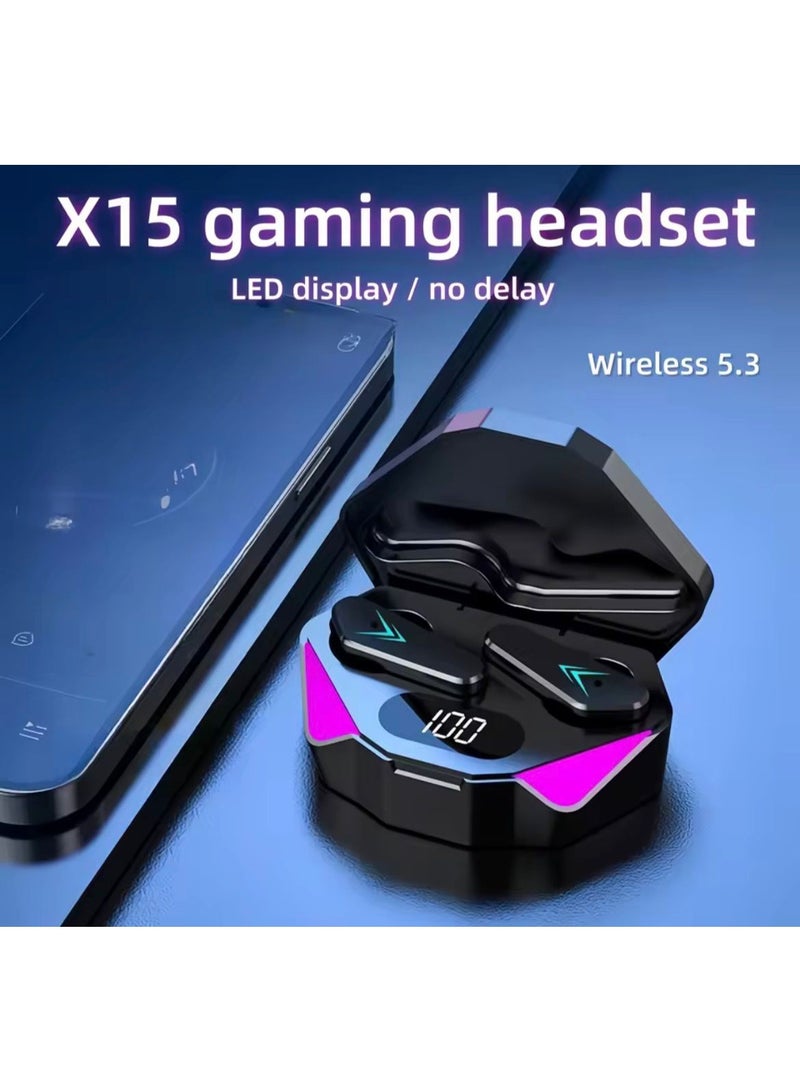 X15 TWS سماعة بلوتوث لاسلكية LED عرض سماعات أذن للألعاب مع ميكروفون سماعات رأس لاسلكية إلغاء الضوضاء سماعات بلوتوث - Image 4