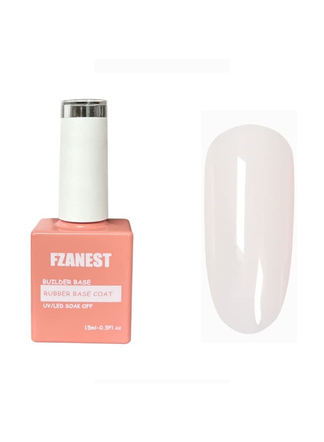 FZANEST Rubber Base Gel For Nails Builder Nail Sheer Jelly Cream White Color Elastic Rubber Base Coat for Nail Strengthener Extension - Image 1