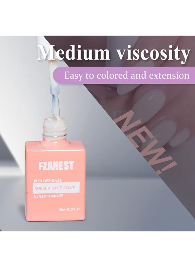 FZANEST Rubber Base Gel For Nails Builder Nail Sheer Jelly Cream White Color Elastic Rubber Base Coat for Nail Strengthener Extension - Image 3