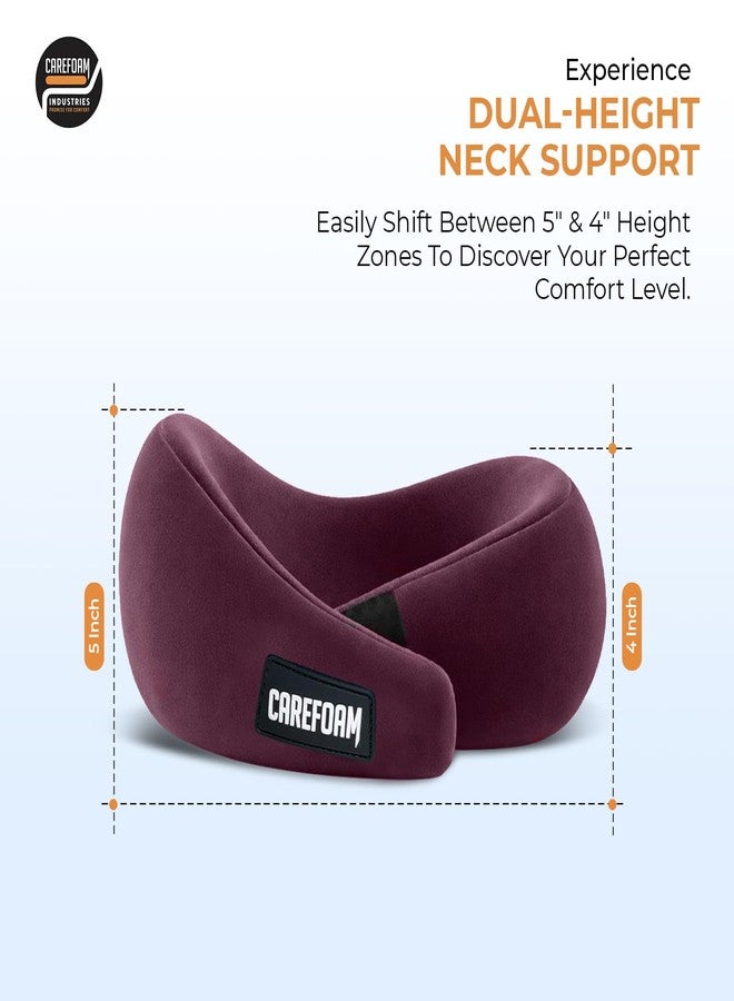 CareFoam Virgin Memory Foam Travel Neck Pillow for Airplane, Car & Train - Dual Height (5" & 4") 360° Neck Support with Adjustable Velcro Fastening & Ultra-Soft Velvet Cover - Image 2