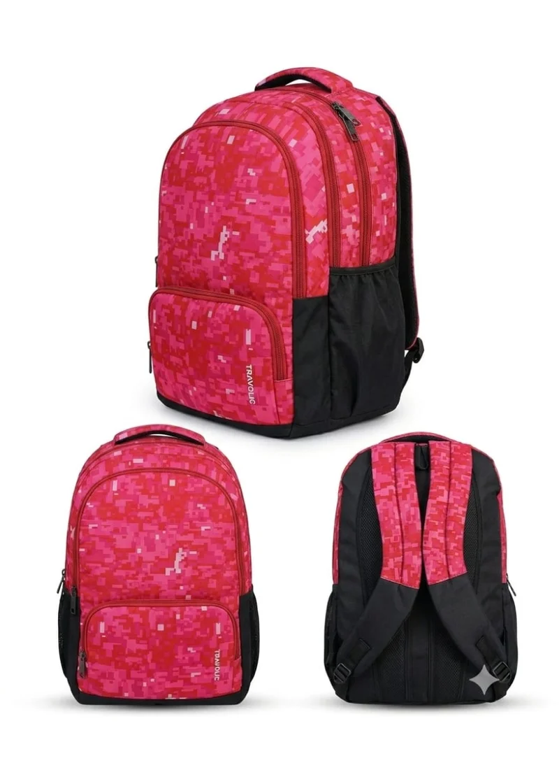 Travolic Travolic Pink Digital Camo Backpack – Multi-Compartment School Bag with Mesh Side Pockets, Black Trim