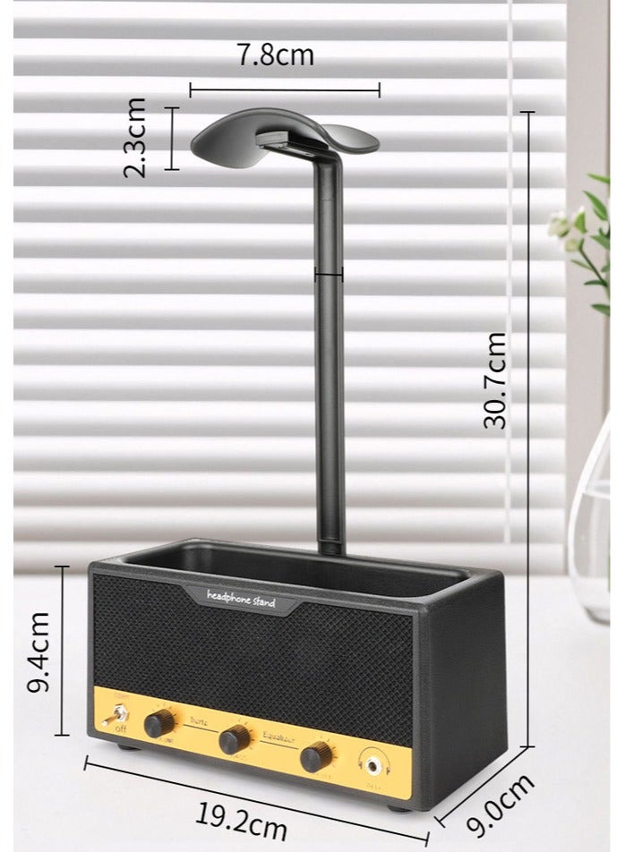 عام حامل سماعات ريترو فوق الأذن مع صندوق تخزين، منظم مكتبي متعدد الوظائف. - Image 4