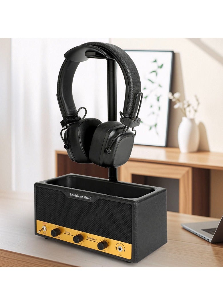 عام حامل سماعات ريترو فوق الأذن مع صندوق تخزين، منظم مكتبي متعدد الوظائف. - Image 3