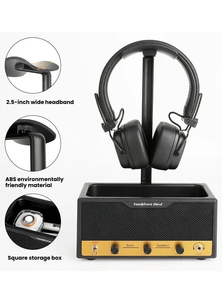 عام حامل سماعات ريترو فوق الأذن مع صندوق تخزين، منظم مكتبي متعدد الوظائف. - Image 2