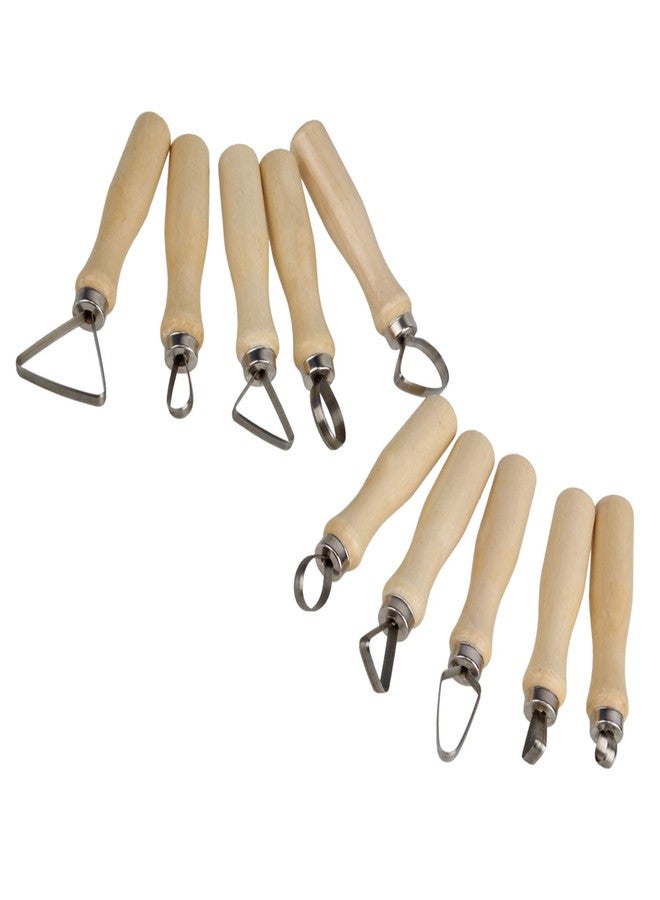 BQLZR Cake Carving Tools Modeling Tools Sculpting Tools For Soft Clay And Wax Stainless Steel Wooden Handle Flat Pottery Carving Tools Pottery Sculpting Tool Set Pack of 10 - Image 3