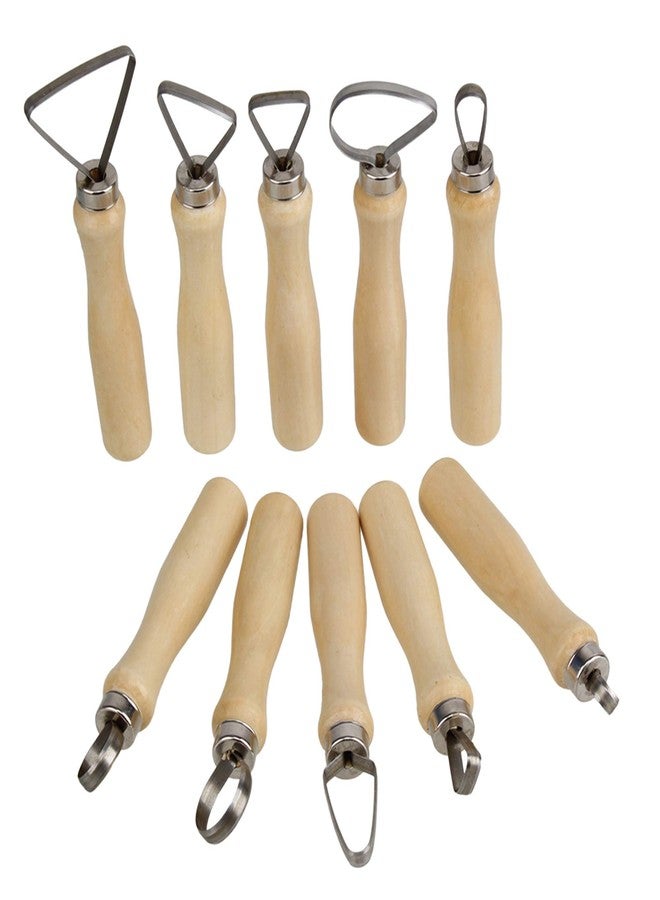 BQLZR Cake Carving Tools Modeling Tools Sculpting Tools For Soft Clay And Wax Stainless Steel Wooden Handle Flat Pottery Carving Tools Pottery Sculpting Tool Set Pack of 10 - Image 1